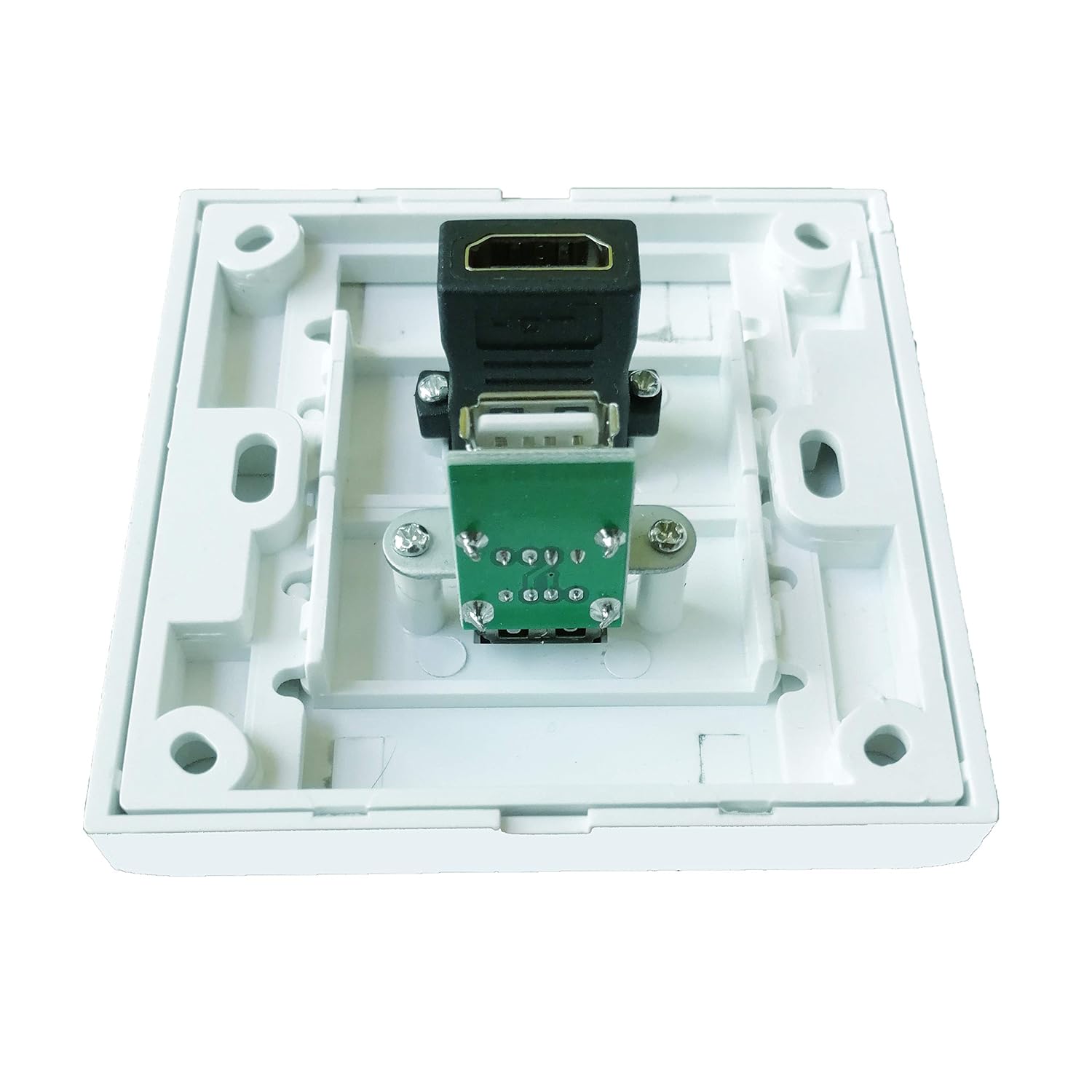BOXNUBE Multimedia Modular Wall Face Plate with HDMI + USB Panel Sockets - White BOXNUBE Multimedia Modular Wall Face Plate with HDMI + USB Panel Sockets - White